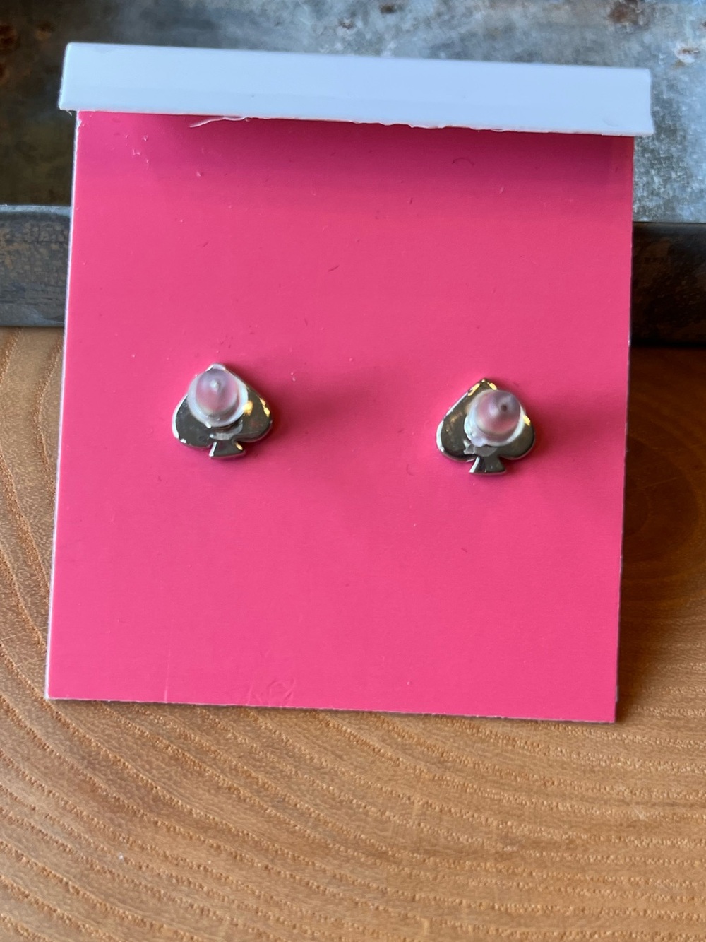 Kate Spade NY “Something Sparkly” Spade Studs Silver & Blue New - Picture 3 of 5
